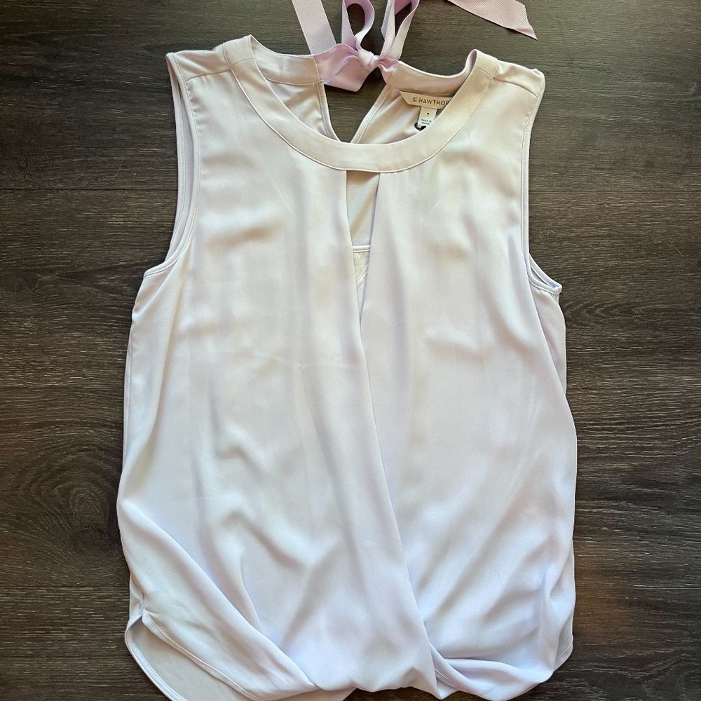 NWT 41 Hawthorn Clearwater Mixed Material Blouse Tank Top, Size M, Light Purple